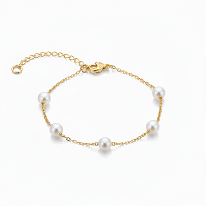 Sterling Silver Pearl Tin Cup Bracelet