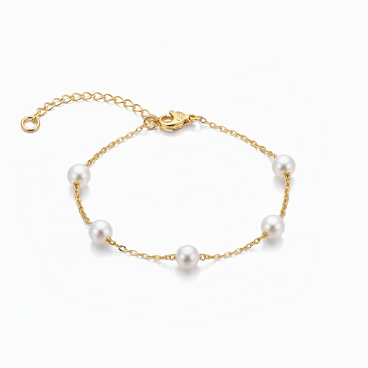 Sterling Silver Pearl Tin Cup Bracelet