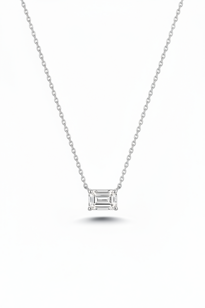 14k Gold Lab Grown Emerald Cut Diamond Solitaire Necklace