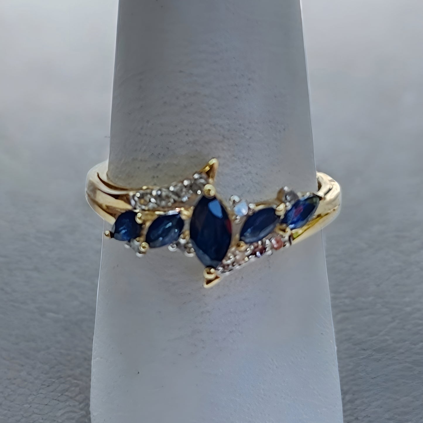 10K Gold  With Sapphire and Diamond Ring
