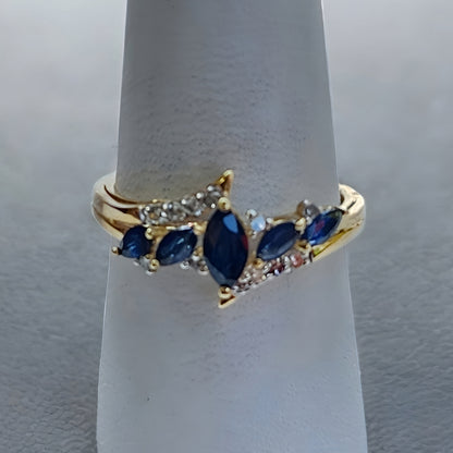 10K Gold  With Sapphire and Diamond Ring