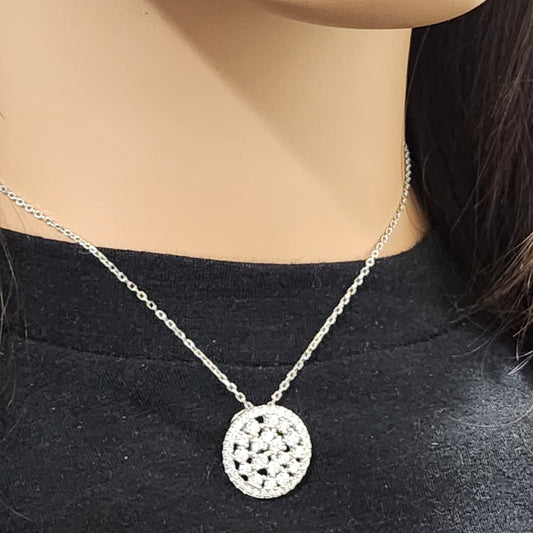 Sterling Silver Sprinkled Circle CZ Necklace