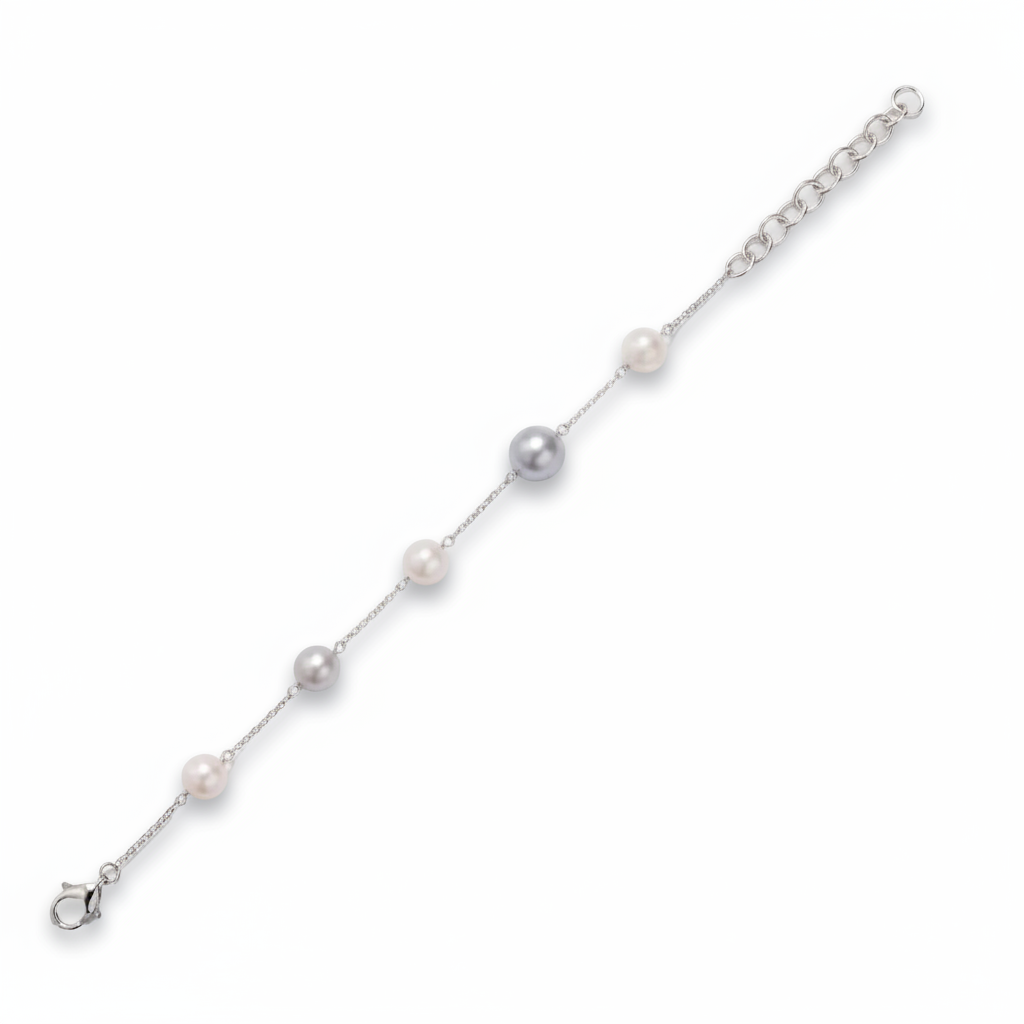 Sterling Silver Pearl Tin Cup Bracelet