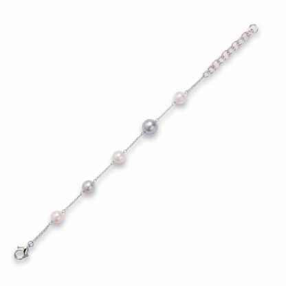 Sterling Silver Pearl Tin Cup Bracelet