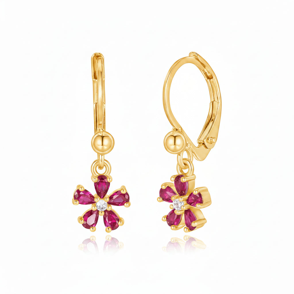 Surgical Steel Leverback Hanging Flower Earrings
