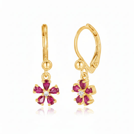 Surgical Steel Leverback Hanging Flower Earrings