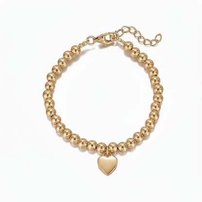 Sterling Silver Gold-Plated Balls Bracelet with Center Heart