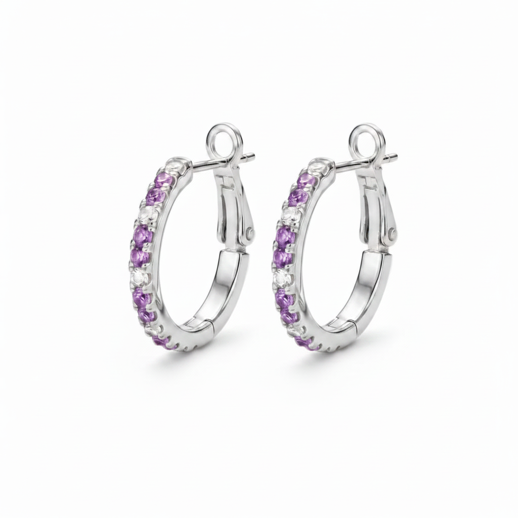Titanium Post Pastel Colors CZ With Flip Closure Hoops