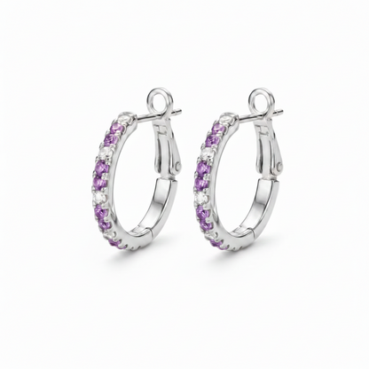 Titanium Post Pastel Colors CZ With Flip Closure Hoops