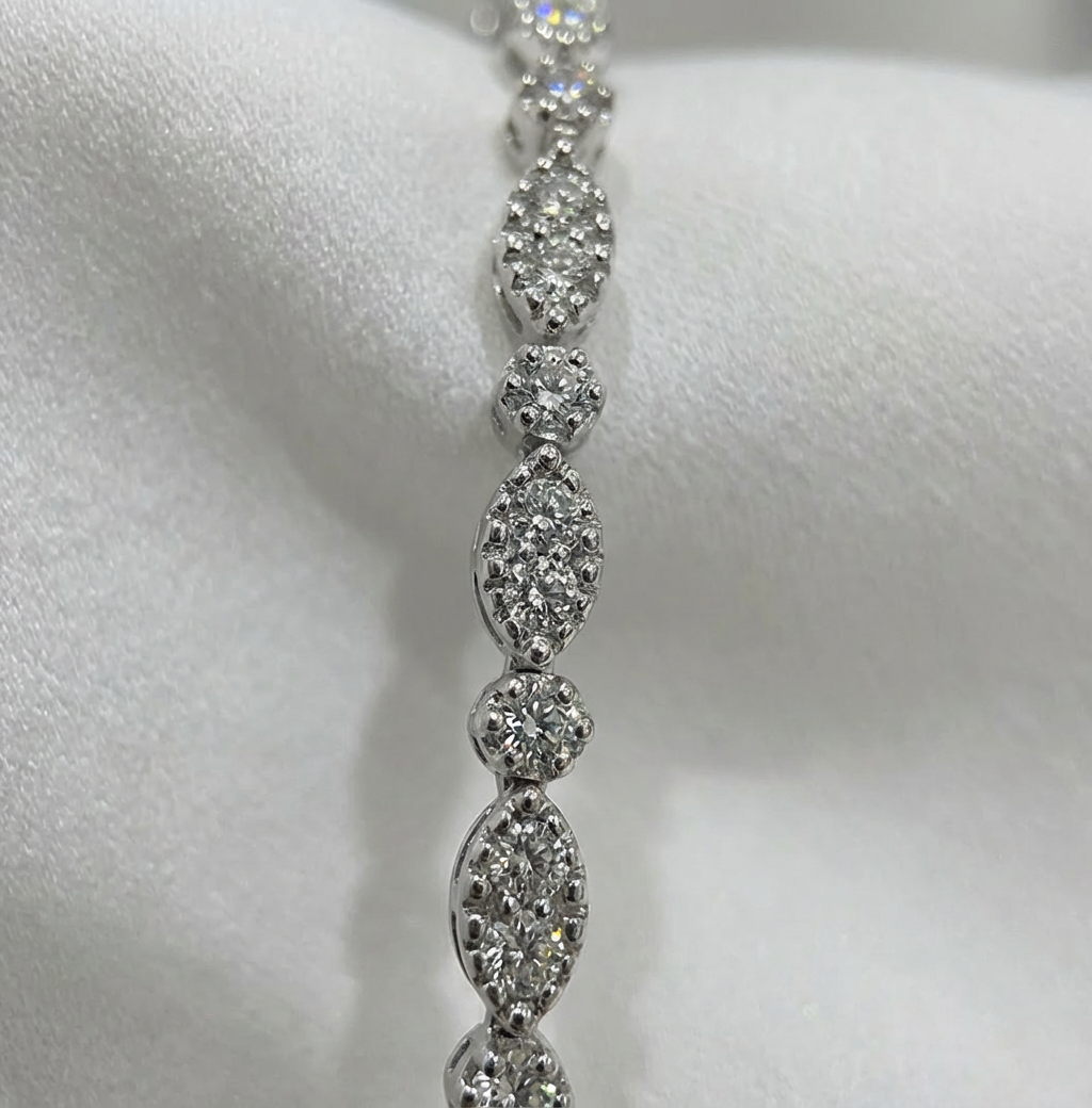 14K Gold Alternating Marquise & Round Lab Created Diamond Bracelet