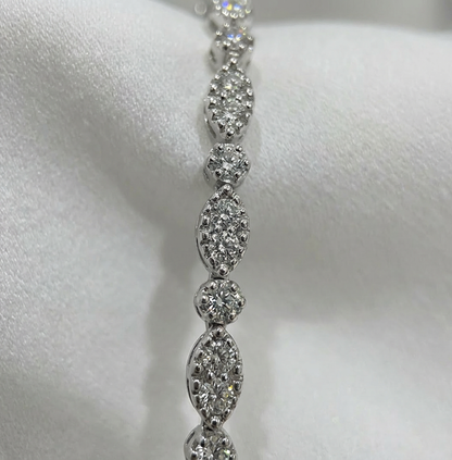 14K Gold Alternating Marquise & Round Lab Created Diamond Bracelet