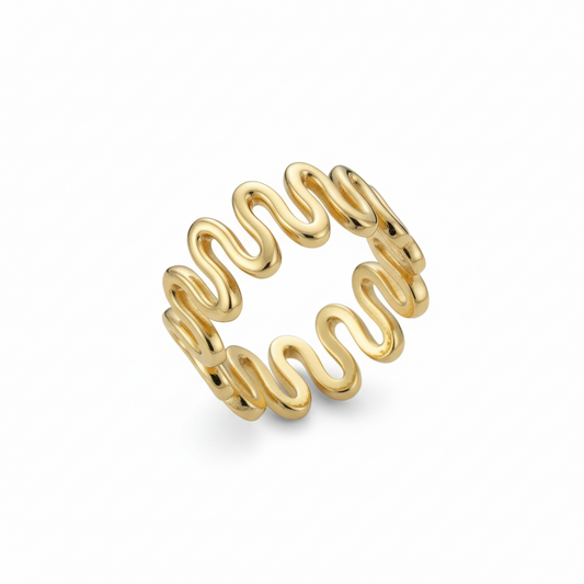 Gold Plated Sterling Silver Squiggle Ring