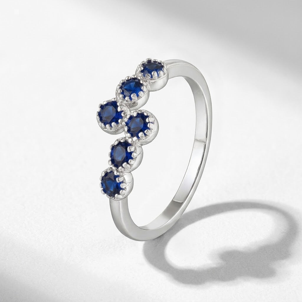 Sterling Silver Double Row CZ Bypass Crossover Ring