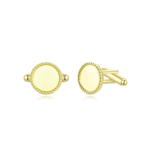 Gold Plated Circle with Beaded Border Cufflinks