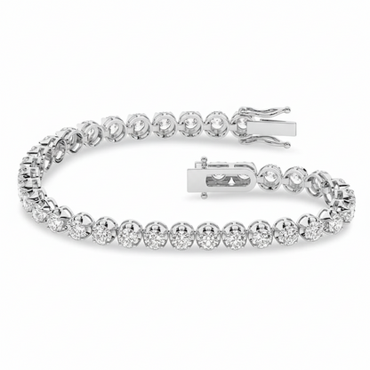 14K Buttercup Round Setting Diamond Tennis Bracelet