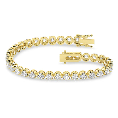 14K Buttercup Round Setting Diamond Tennis Bracelet