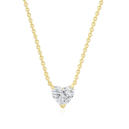 14k Gold Lab Grown Heart Shaped Diamond Solitaire Necklace