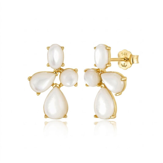 Sterling Silver Gold Plated Multishaped Mother of Pearl Stud Earring