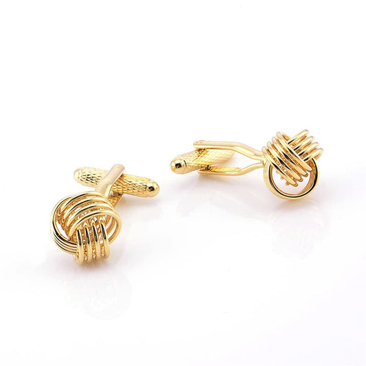 Gold-Plated Woven Knot Cufflinks