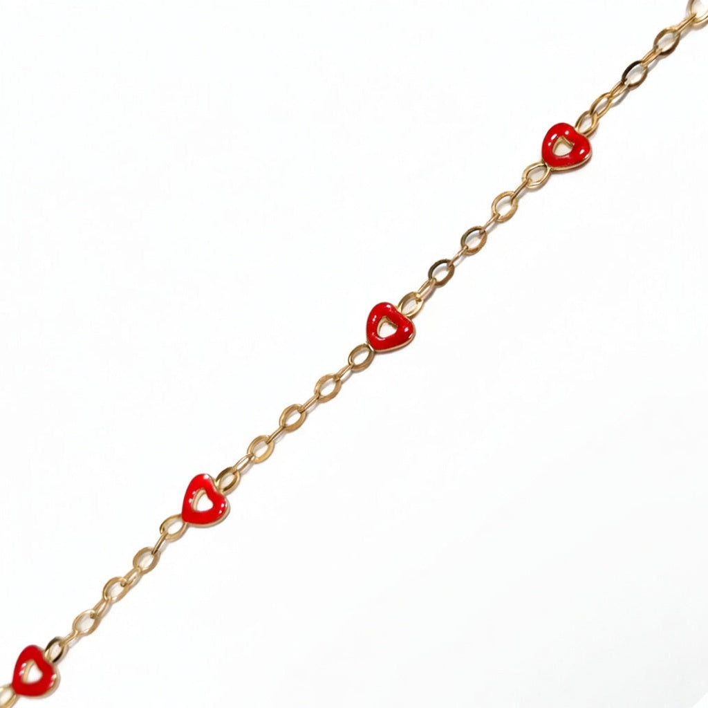 Sterling Silver Gold Plated Outline Enamel Heart Bracelet