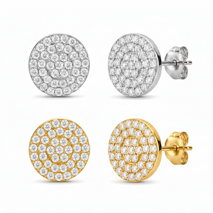 Sterling Silver 12mm Micropave Circle CZ Stud Earring