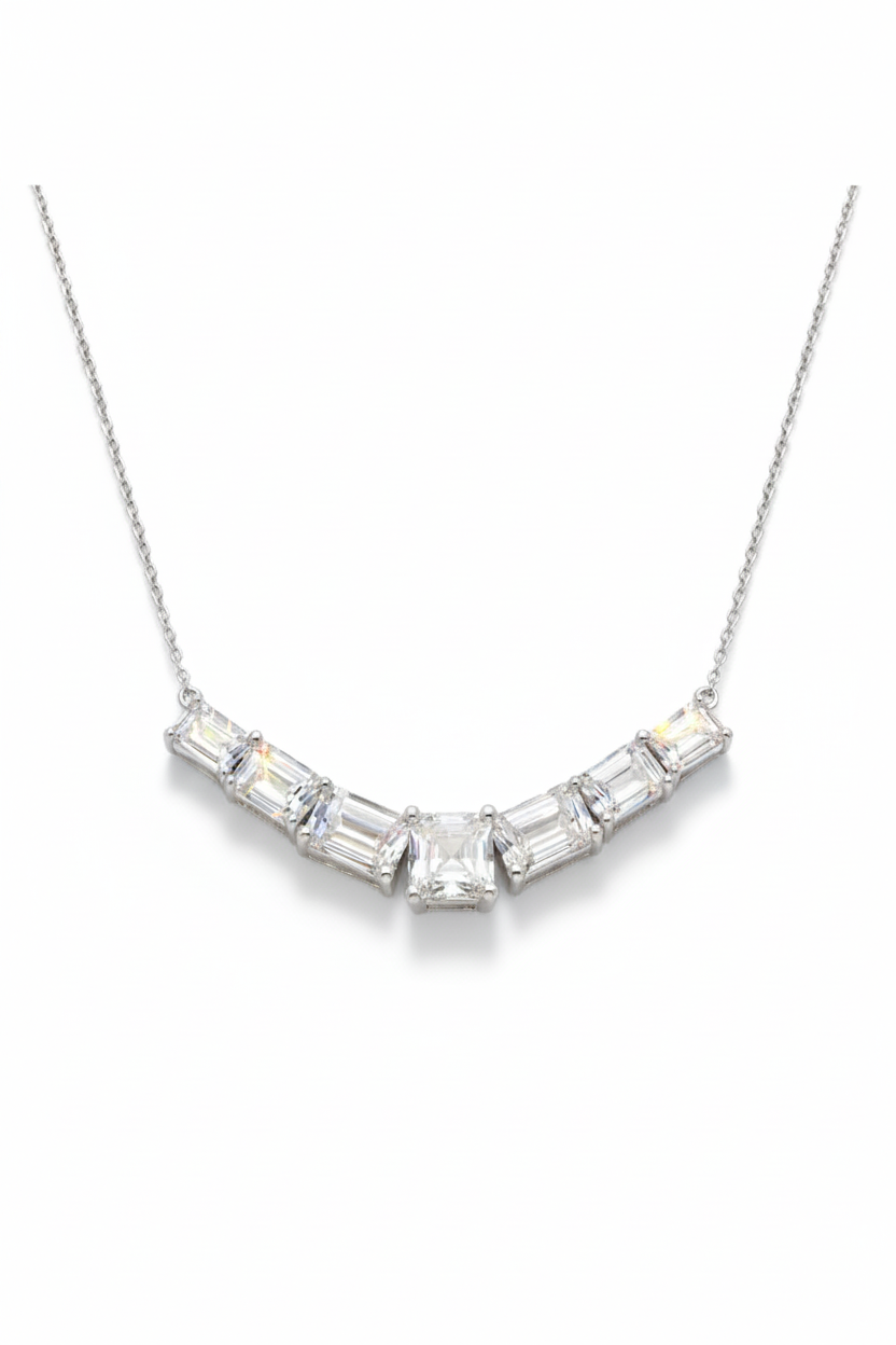 Asscher & Emerald Cut CVD Lab Diamond Arc Necklace
