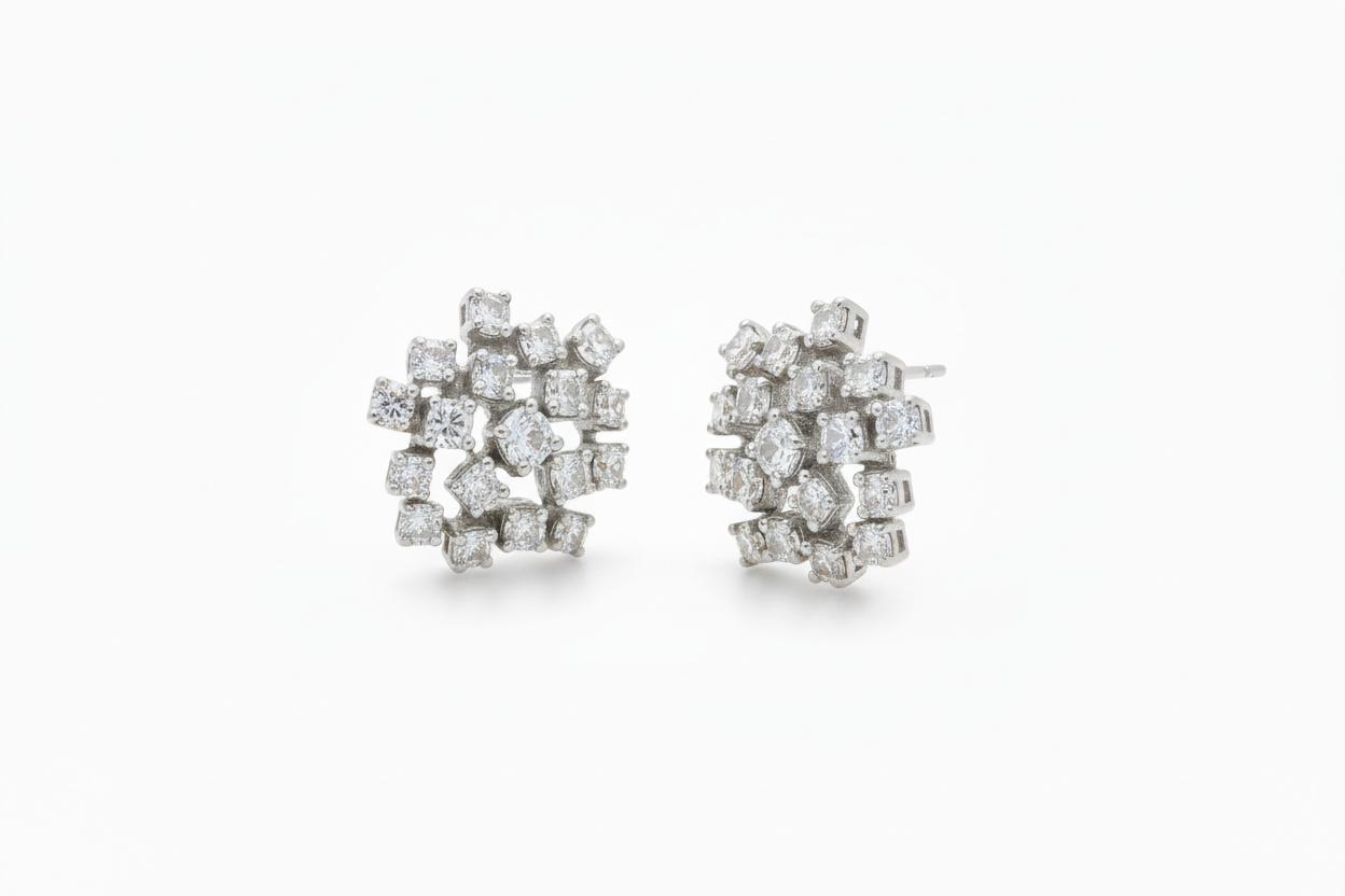 14K Lab Grown Diamond Cluster Earrings