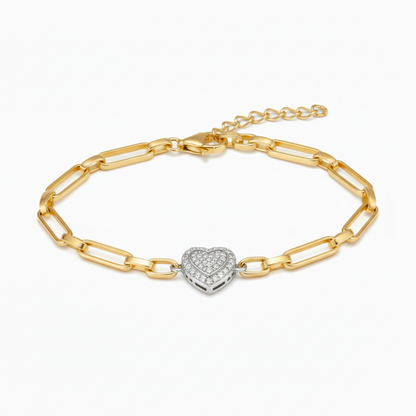 Gold-Plated Sterling Silver Bracelet with CZ Center Heart