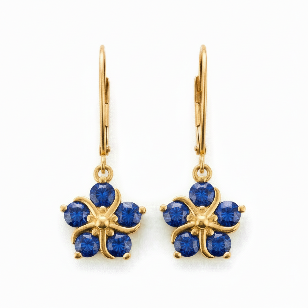 Surgical Steel Colored CZ Flower Earrings