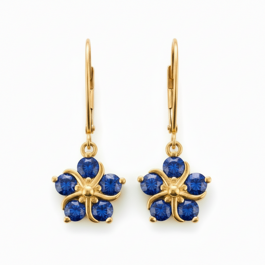 Surgical Steel Colored CZ Flower Earrings