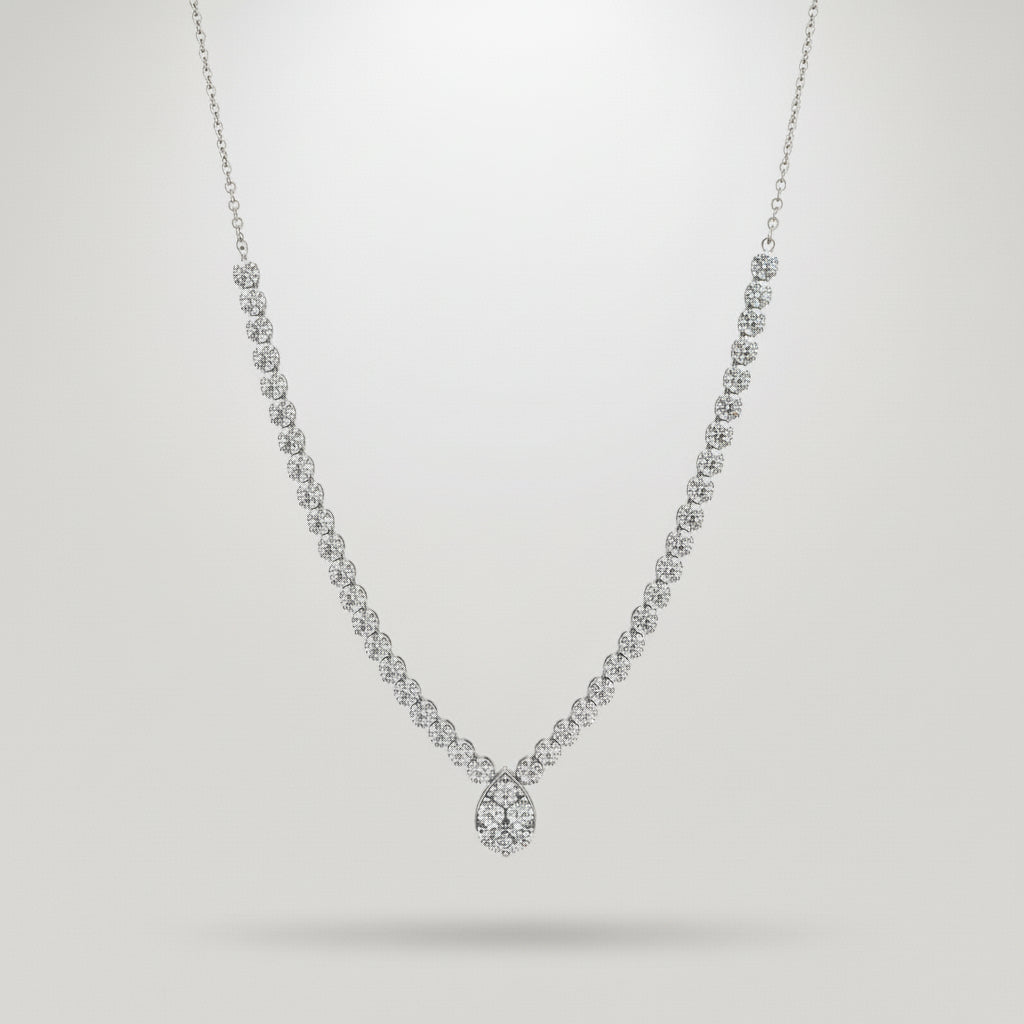 Lab Grown Teardrop Center Diamond Necklace