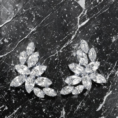 Sterling Silver CZ Angled Stud Earring