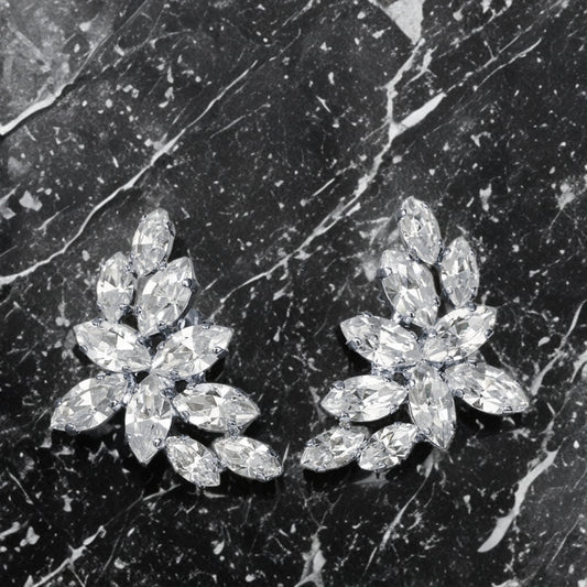 Sterling Silver CZ Angled Stud Earring