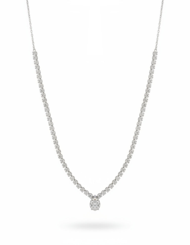 Lab Grown Teardrop Center Diamond Necklace