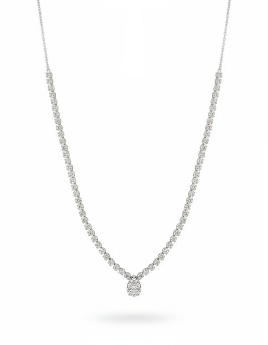 Lab Grown Teardrop Center Diamond Necklace