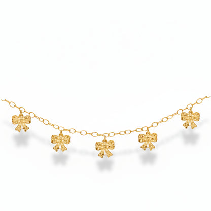 Gold Filled Bows Hanging Charm Children's Bracelet