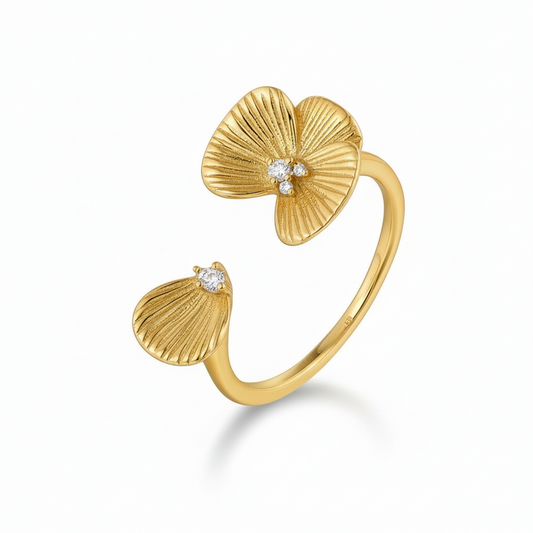 Gold-plated Sterling Silver Textured and Layered Ring