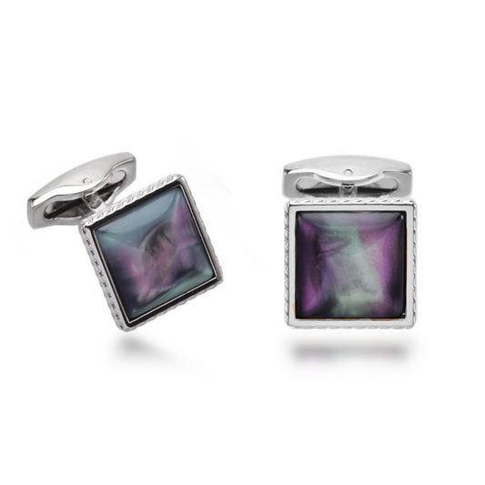 Square Colored Shell Pearl Cufflinks