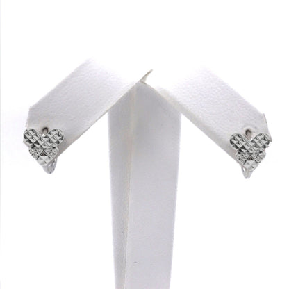 14K Gold Diamond Cut Heart CZ Huggie Earrings