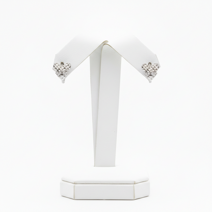 14K Gold Diamond Cut Heart CZ Huggie Earrings