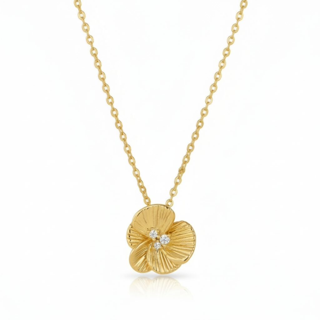 Gold-plated Sterling Silver Textured and Layered Pendant Necklace
