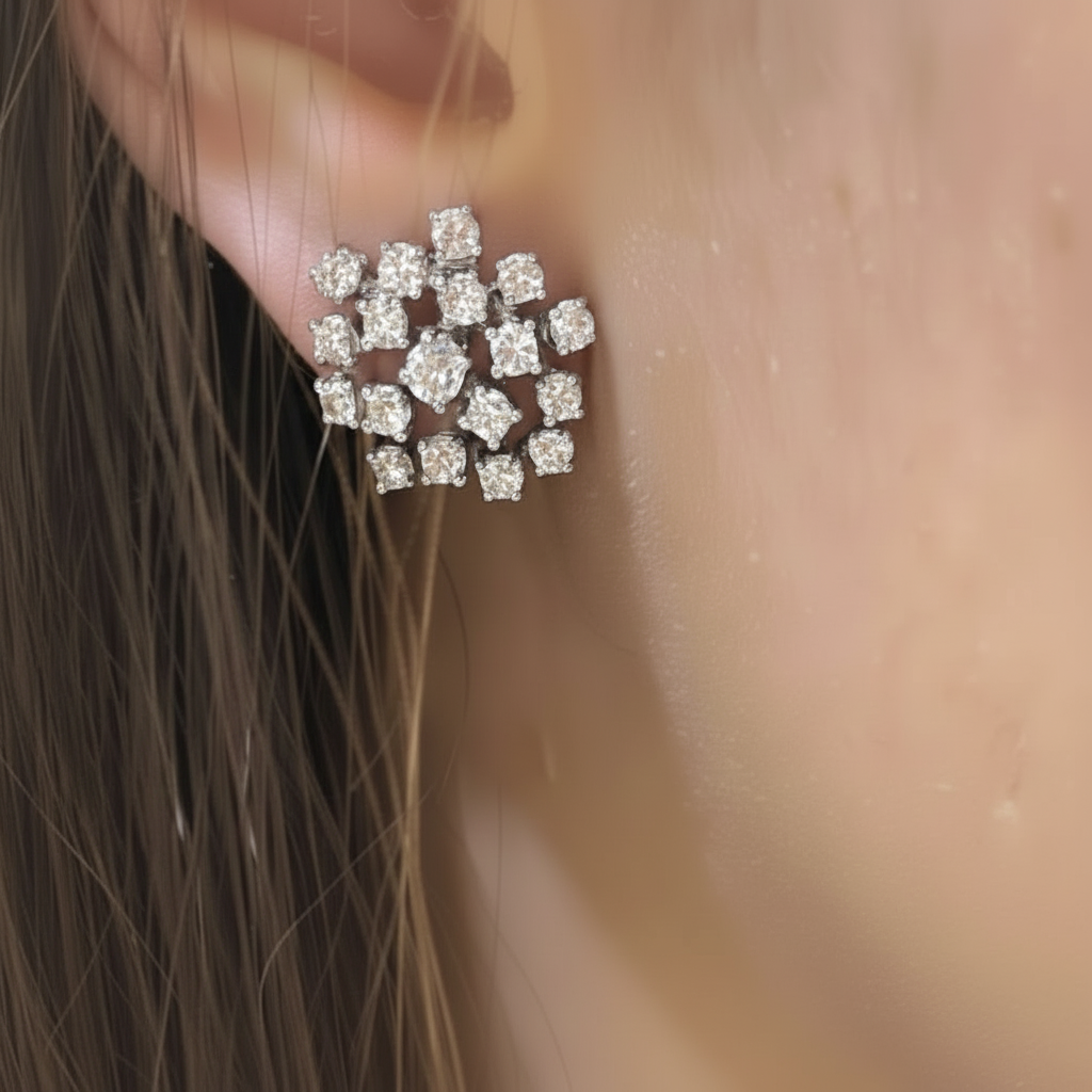 14K Lab Grown Diamond Cluster Earrings
