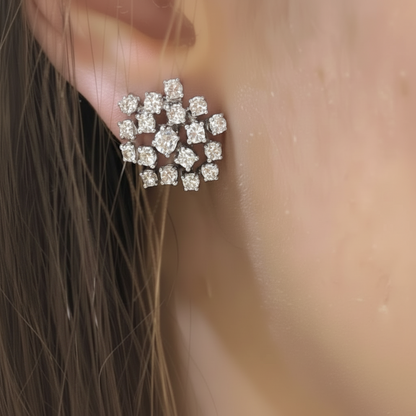 14K Lab Grown Diamond Cluster Earrings