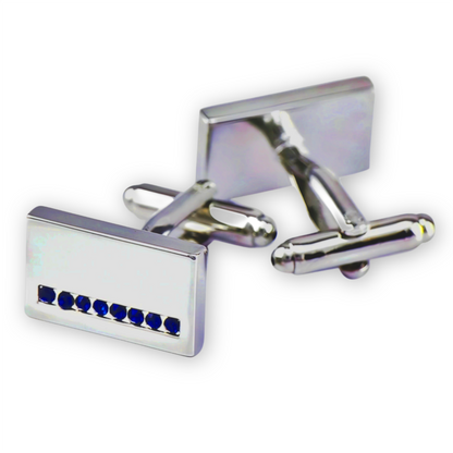 Rectangular Cufflinks with Blue Stone Stripe