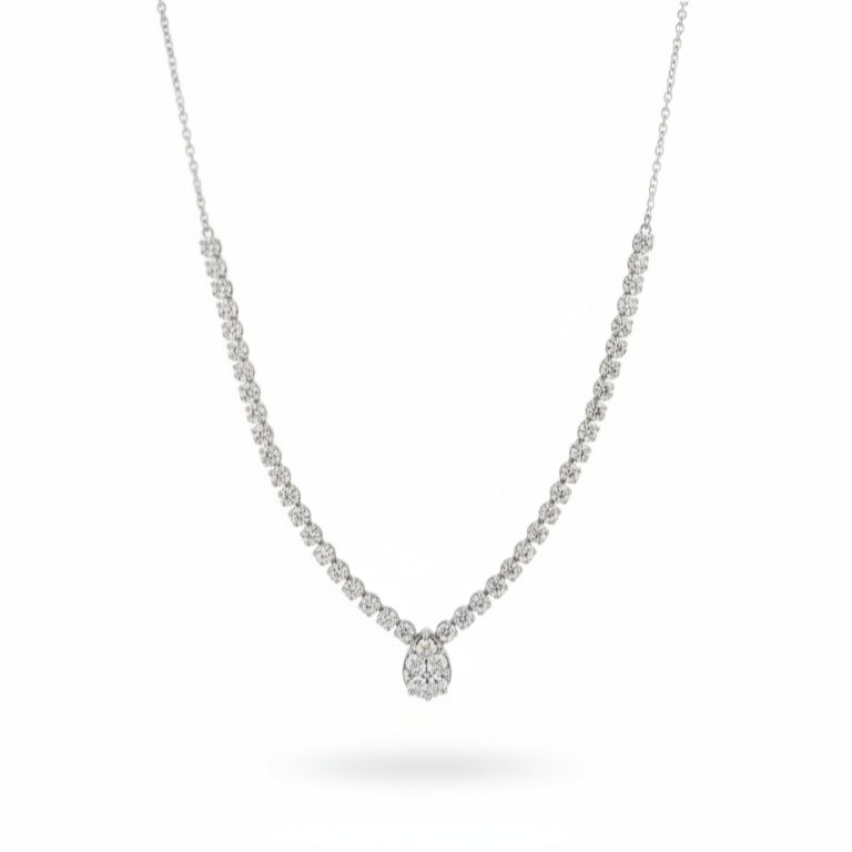 Lab Grown Teardrop Center Diamond Necklace