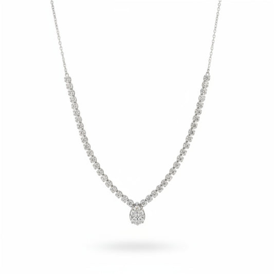 Lab Grown Teardrop Center Diamond Necklace
