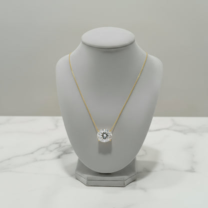 14k Gold Lab Grown Oval Shaped Diamond Solitaire Necklace