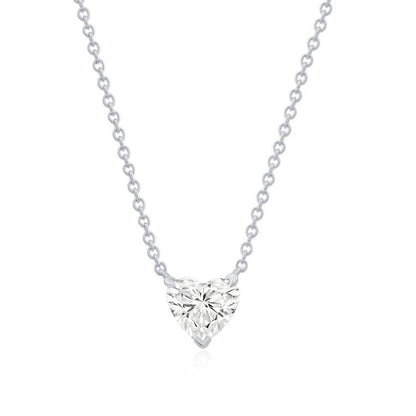 14k Gold Lab Grown Heart Shaped Diamond Solitaire Necklace