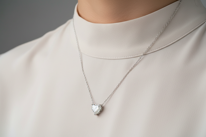 14k Gold Lab Grown Heart Shaped Diamond Solitaire Necklace