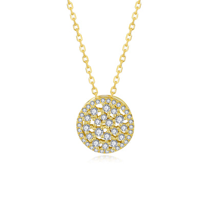 Sterling Silver Sprinkled Circle CZ Necklace